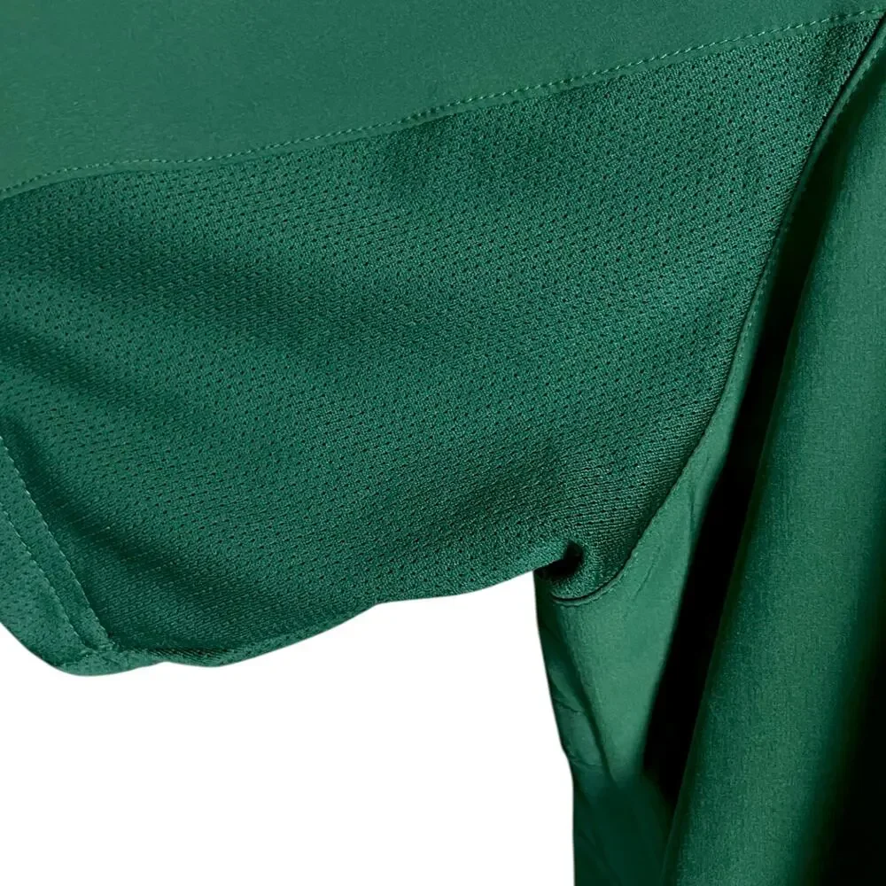 Adidas Dark Green Triple Stripe Pullover Drawstring Waist Baseball Jacket Medium